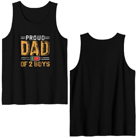 Proud Dad of 2 Boys Daddy Funny Father's Day Double Sided Tank Tops