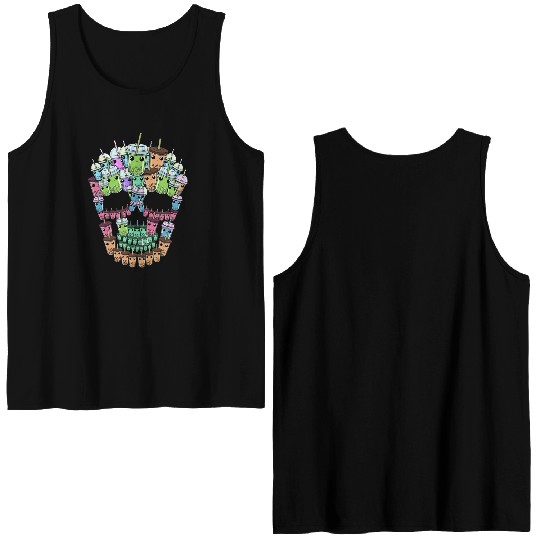 Bubble Tea Skull Double Sided Tank Tops Men Boba Tea