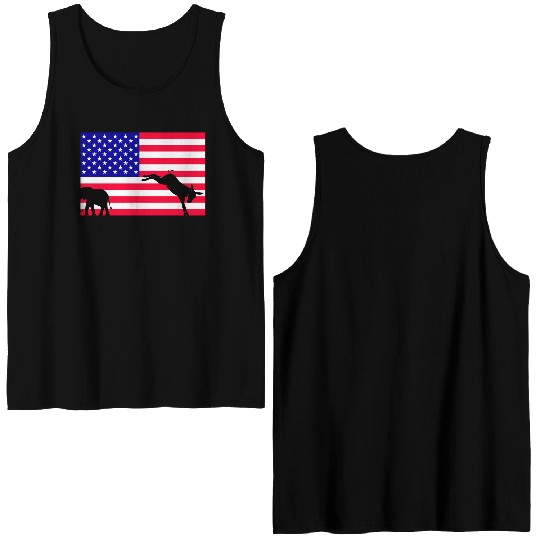 Donkey kicking out the elephant, US Election 2024 Double Sided Tank Tops