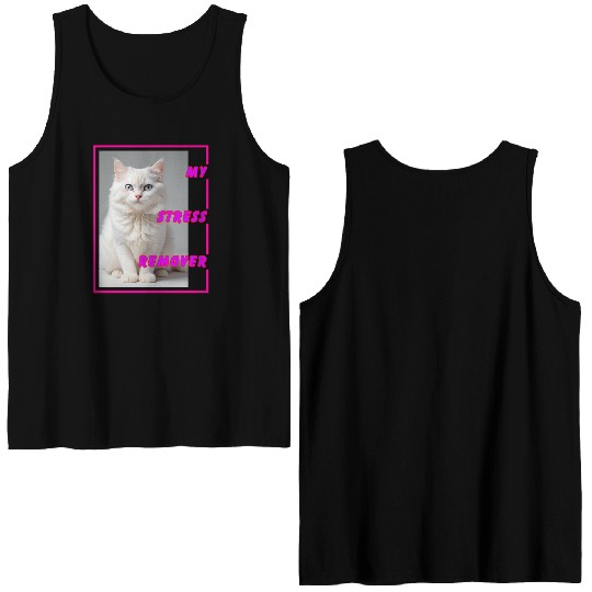 White cat design Double Sided Tank Tops