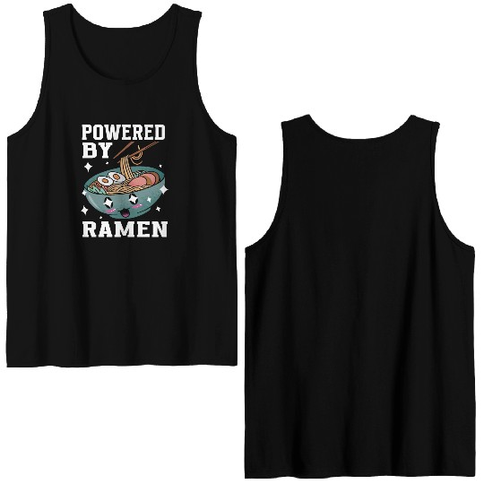 Powered By Ramen Anime Japanese Soup Cup Noodle Double Sided Tank Tops
