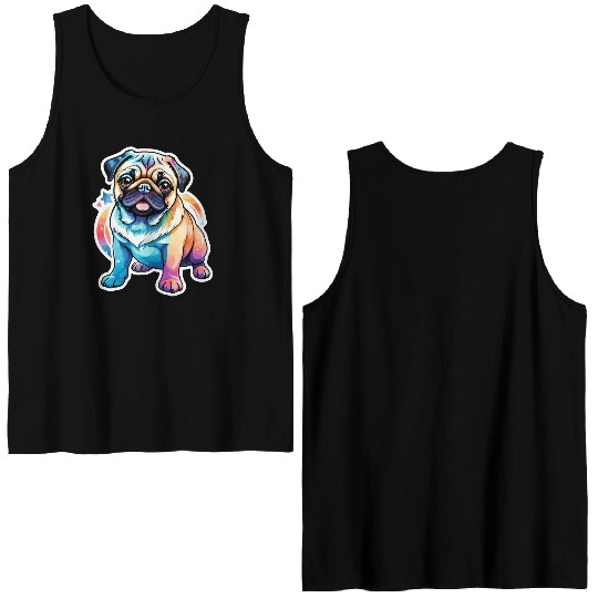 Pug Watercolor Double Sided Tank Tops