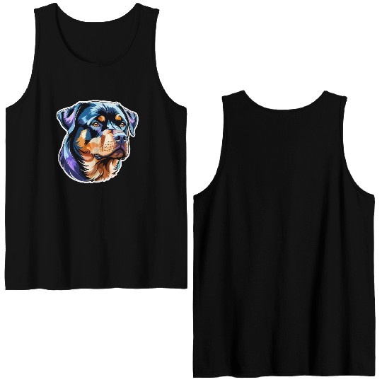 Rottweiler Watercolor Double Sided Tank Tops