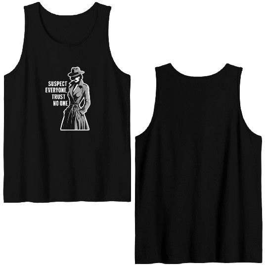 Suspect Everyone Trust No One Murder Mystery Double Sided Tank Tops