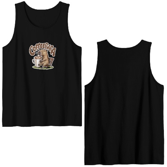 Coffeebara Capybara Coffedrinker Double Sided Tank Tops