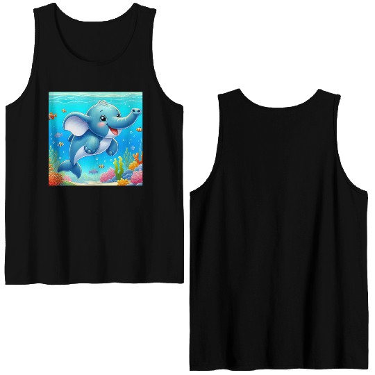 The elephant-dolphin Double Sided Tank Tops