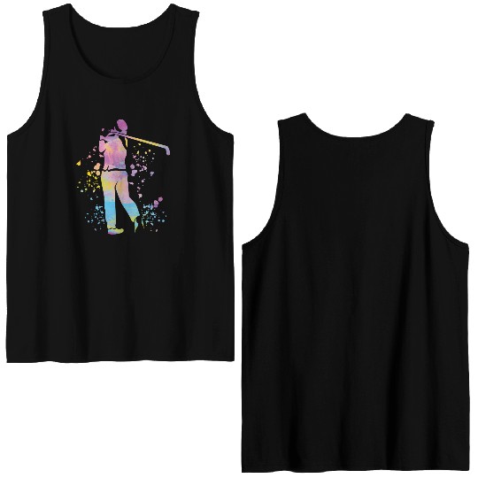 Golfer Colorsplash Kids Miniature Golf Double Sided Tank Tops