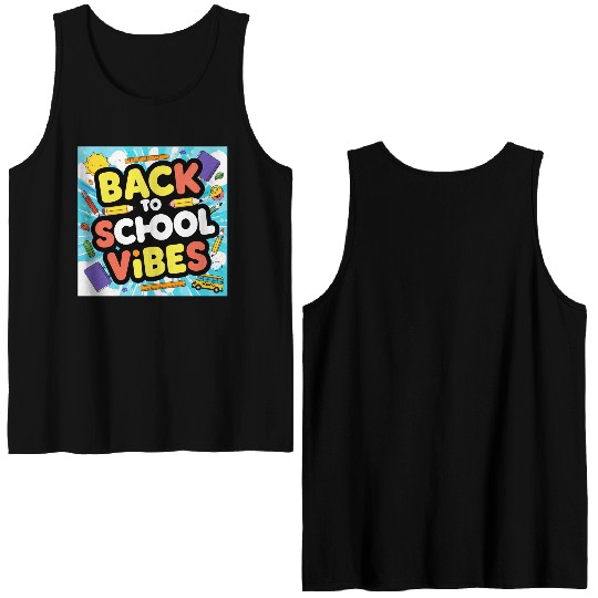 Back to School Vibes colorful art Double Sided Tank Tops