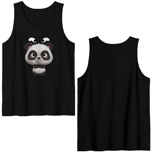 Cute Panda - Kawaii Angry Double Sided Tank Tops