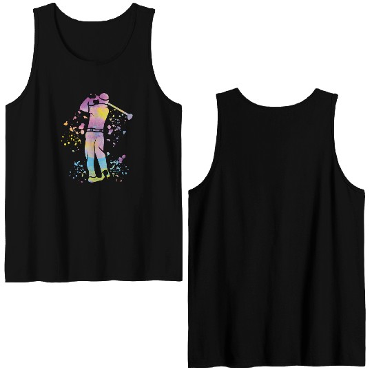 Golfer Colorsplash Kids Miniature Golf Double Sided Tank Tops