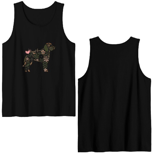 Floral Basset Hound Silhouette: Nature-Inspired Do Double Sided Tank Tops