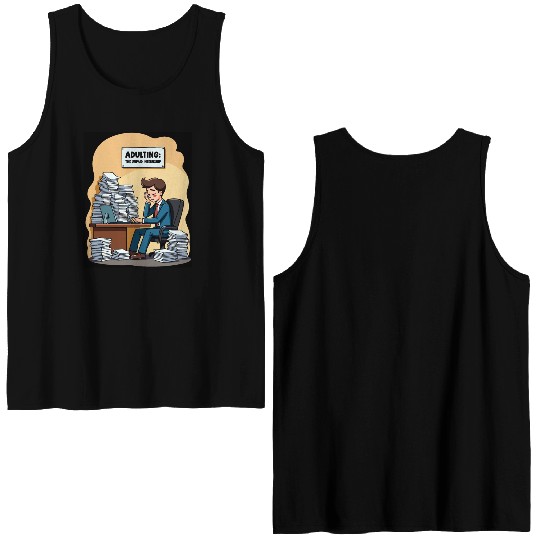 Adulting: The Unpaid Internship - Office Humor Double Sided Tank Tops