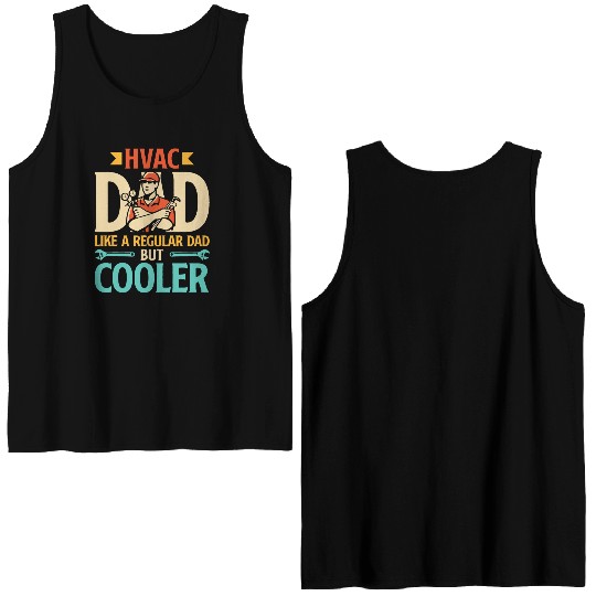 HVAC Dad But Cooler Mens HVAC Technician Father Double Sided Tank Tops