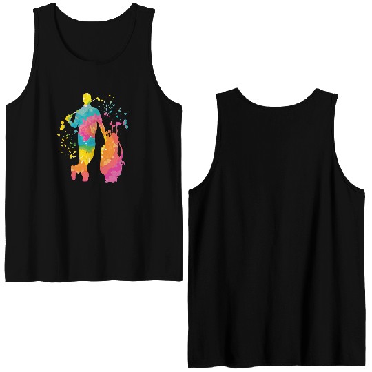 Golfer Colorsplash Kids Miniature Golf Double Sided Tank Tops