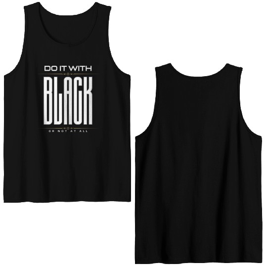 BLACK Letter Print And Gradient Color Crew Neck Double Sided Tank Tops
