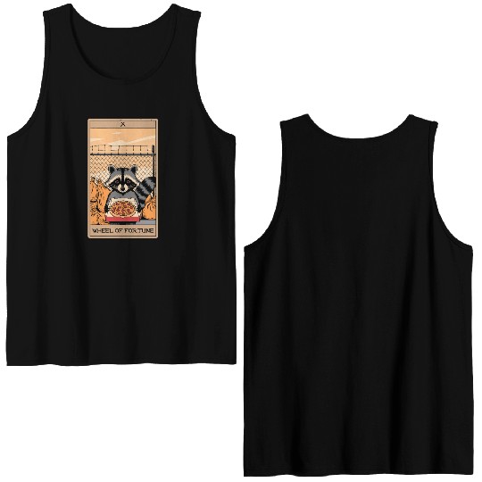 Wheel of Fortune Raccoons Tarot Card Double Sided Tank Tops