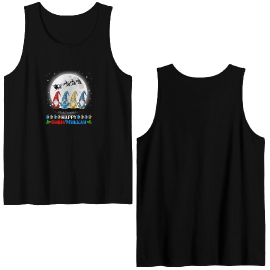 Happy Chrismukkah Gnomes Christmas Hanukkah Double Sided Tank Tops