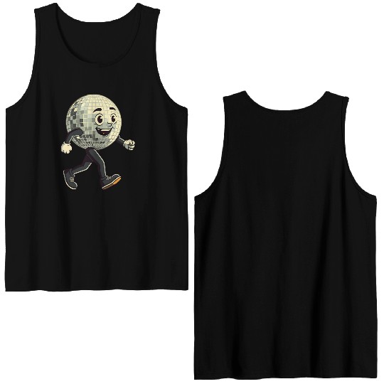 Disco Ball Walking - Retro Funk in Motion Double Sided Tank Tops