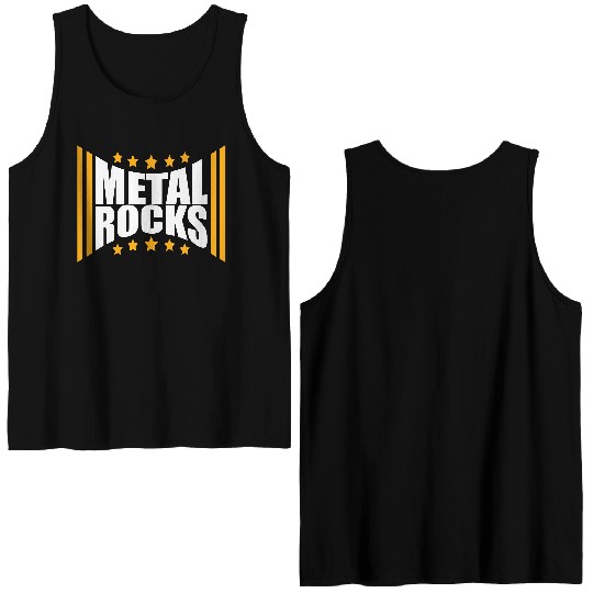 Heavy Metal Rocks Hard Rock Music Text Quote Logo Double Sided Tank Tops
