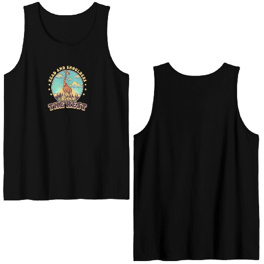 Giraffe Head And Shoulders Above The Rest Double Sided Tank Tops