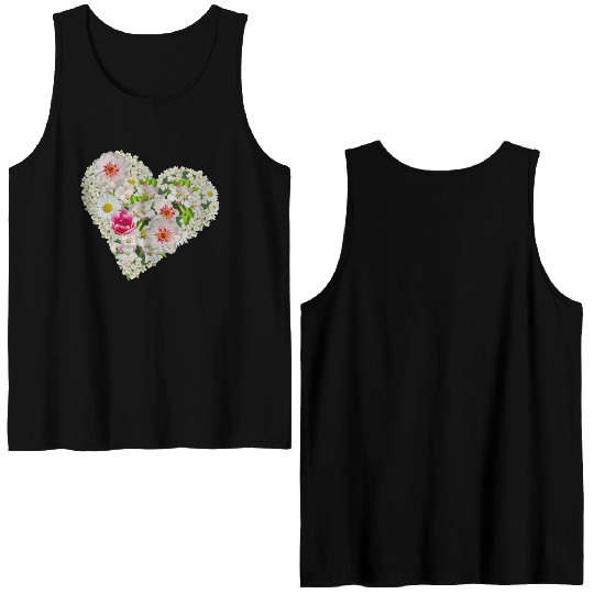 heart of flowers blossoms daisy tulip pink peony Double Sided Tank Tops