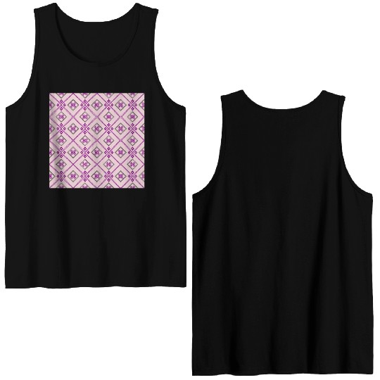 Geometric patterns of diamonds and flowers. Double Sided Tank Tops