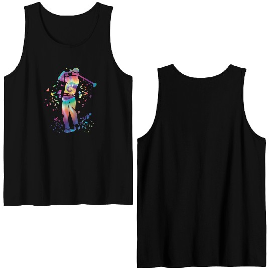 Golfer Colorsplash Kids Miniature Golf Double Sided Tank Tops
