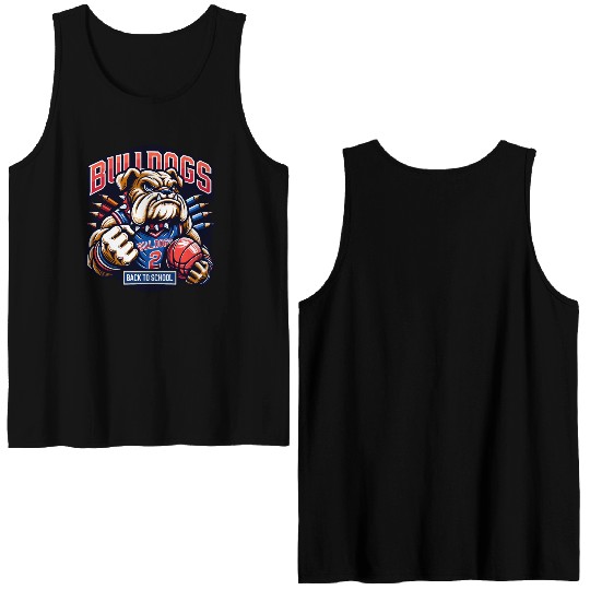Bulldogs Mascot Back To School Team Spirit Double Sided Tank Tops
