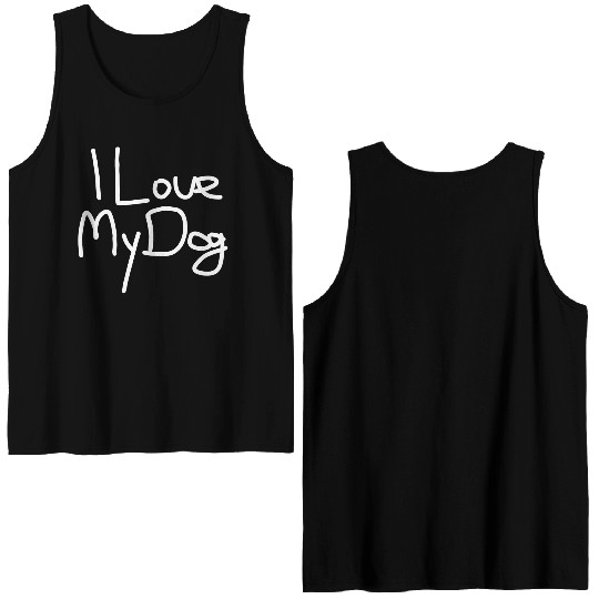 "I Love My Dog" White Design Double Sided Tank Tops