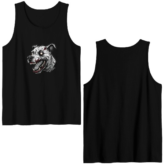 White Zombie Dog Head Double Sided Tank Tops
