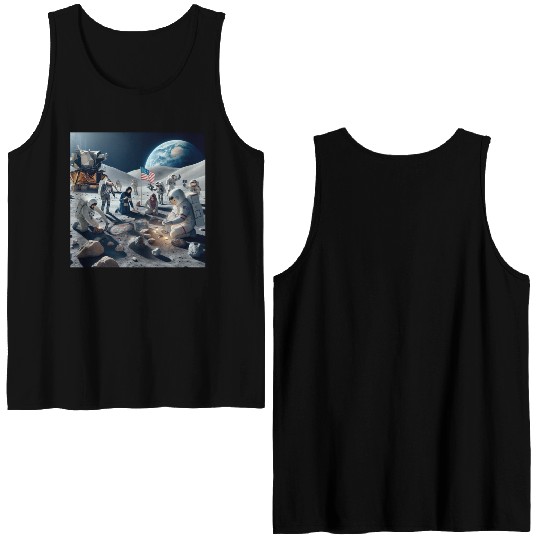 Earth People on Moon Double Sided Tank Tops