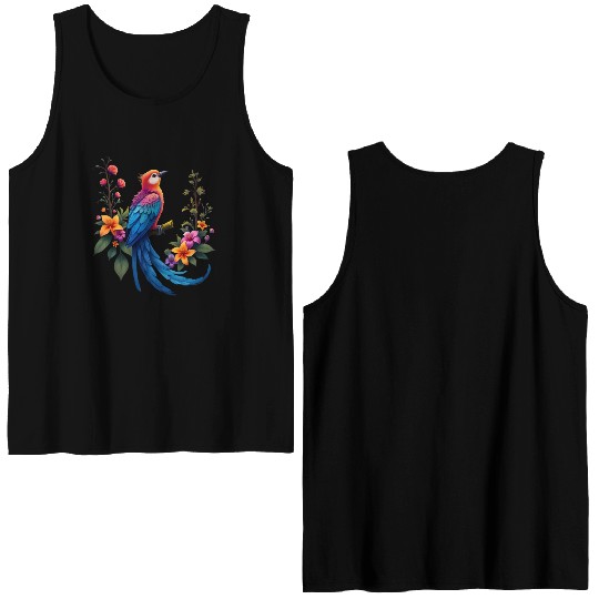Fantastical Bird Of Paradise Painting Double Sided Tank Tops