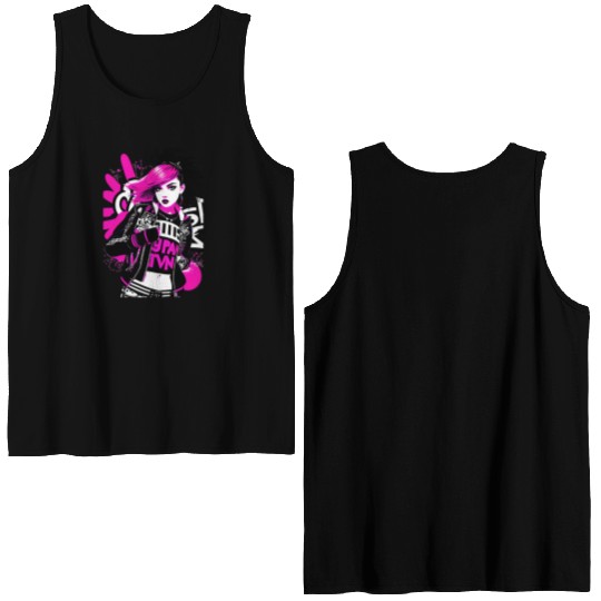 Urban Punk Street Art with Neon Pink Accents Double Sided Tank Tops