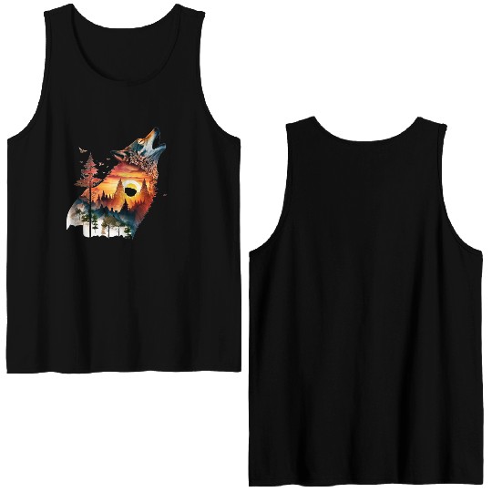 Vintage Wolf Moon Graphic Double Sided Tank Tops – Retro 90s