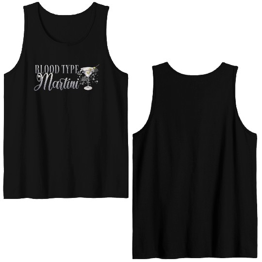 Blood Type Martini Cocktail Bartender Double Sided Tank Tops