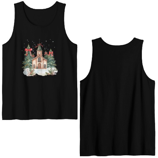 Oh Come Let Us Adore Him Funny Chrismas Jesus Double Sided Tank Tops