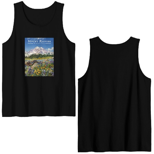 Mount Rainier Paradise Meadows Double Sided Tank Tops