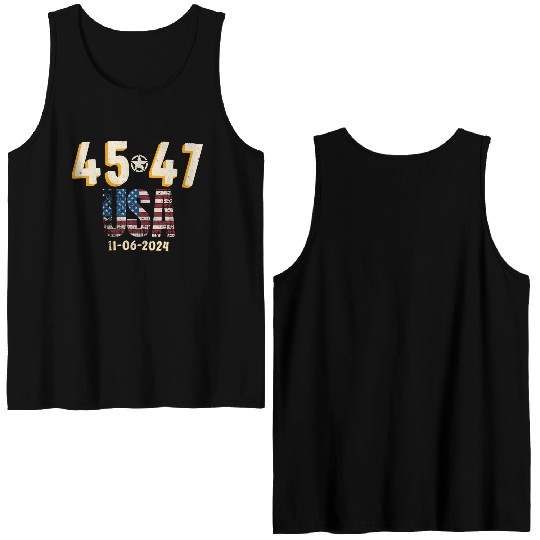 White House 45- 47 Sports Event Date Badge Double Sided Tank Tops