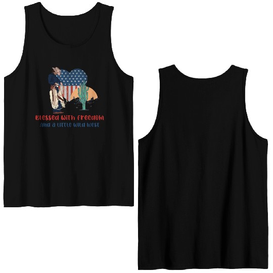 Blessed with Freedom and a little Wild West Double Sided Tank Tops