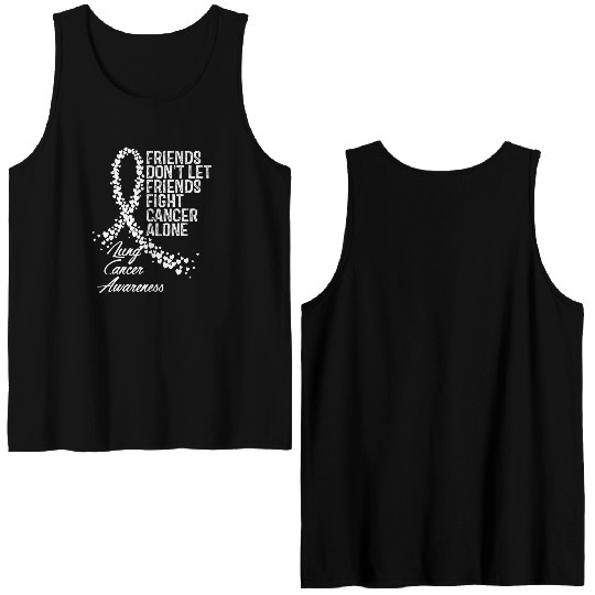 Lung Cancer Awareness Friends Fighter Support Double Sided Tank Tops