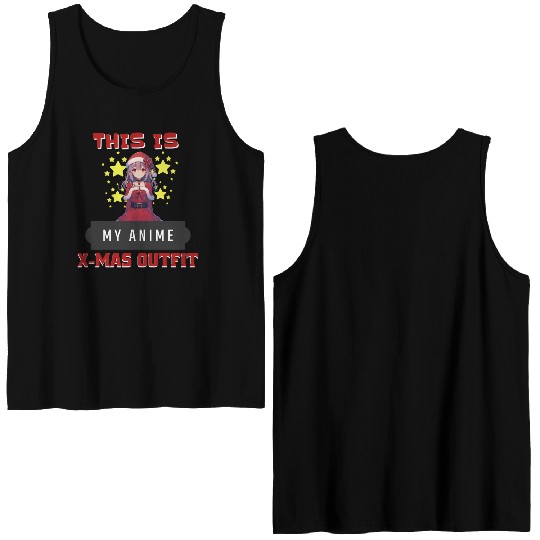 This is my anime x-mas outfit manga santa girl Double Sided Tank Tops