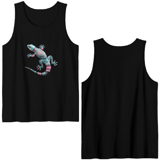 Cute Chameleon for Lizard Pet Lover Double Sided Tank Tops