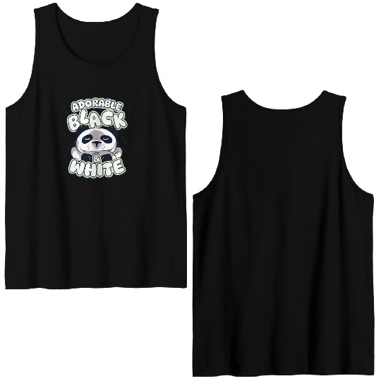 Adorable Black And White Panda Bear Friend Lover Double Sided Tank Tops