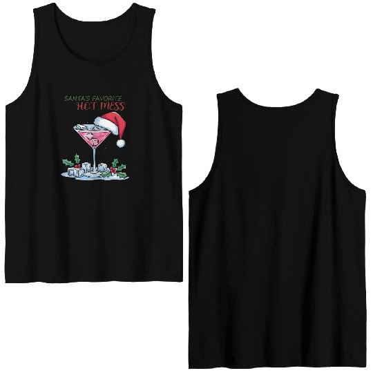 Santa Favorite Hot Mess, Merry Christmas Double Sided Tank Tops