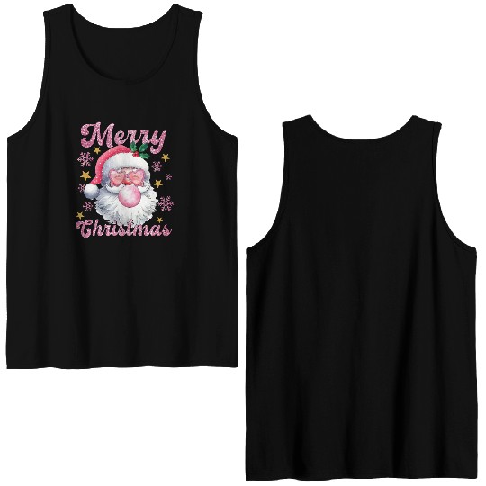 Merry Christmas, Christmas Vingtage, Preppy Santa Double Sided Tank Tops