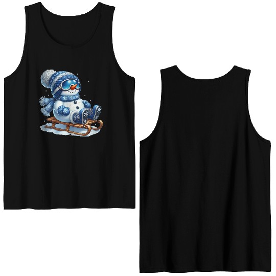 Snowman Christmas, Funny Snowman Double Sided Tank Tops