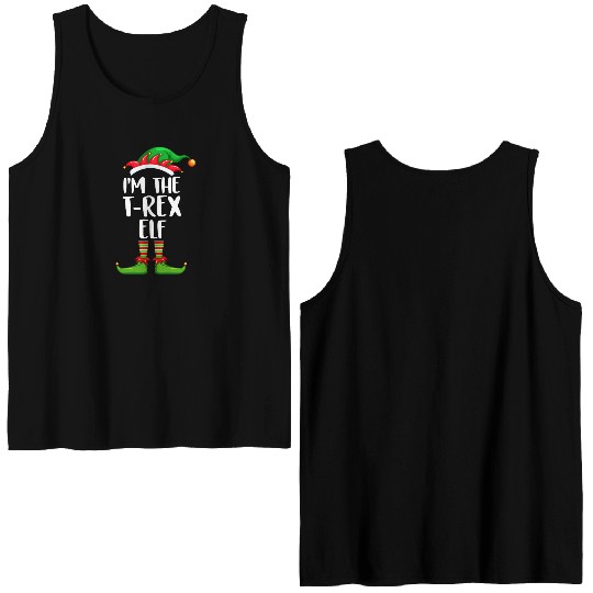 I'm The T-Rex Elf Double Sided Tank Tops Matching Family Christmas
