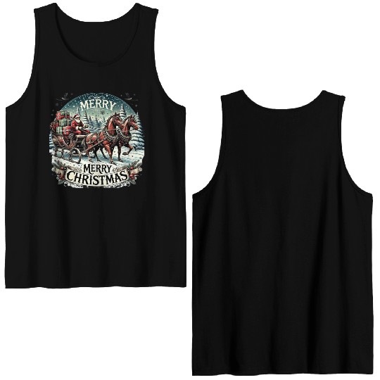 Vintage Sleigh Ride - Whimsical Christmas Magic Double Sided Tank Tops