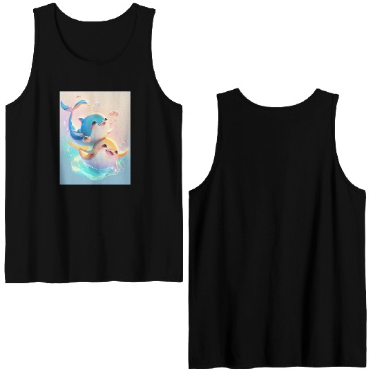 Happy birthday bevels tuna Double Sided Tank Tops