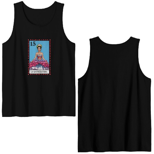 Lotería Quinceañera, Mis XV Hispanic Birthday Double Sided Tank Tops